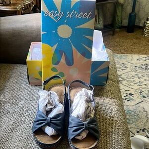 Easy Street Blue Sandals with Bow